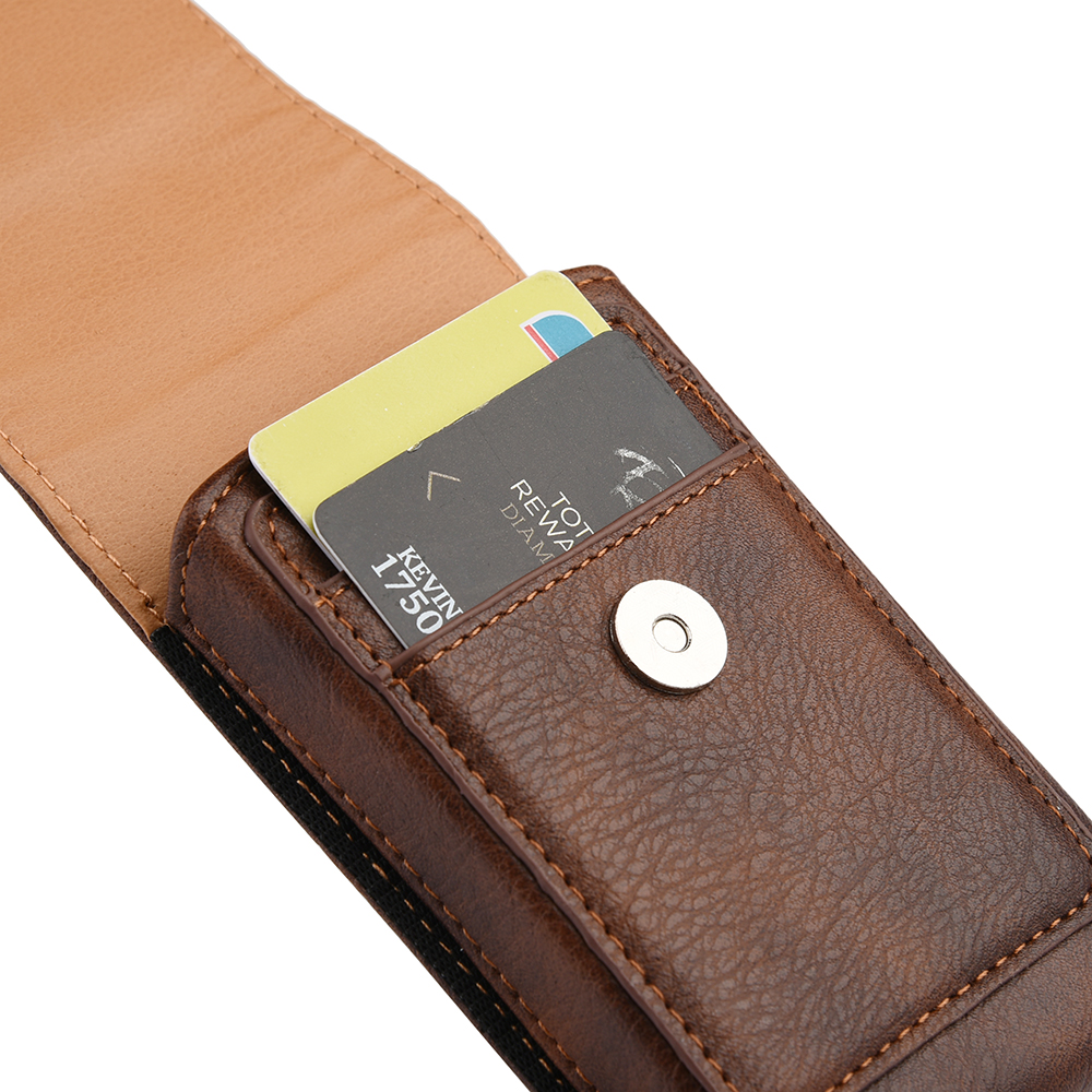 Luxmo Universal Vertical Leather Pouch with Belt Clip, Brown –  CellularOutfitter