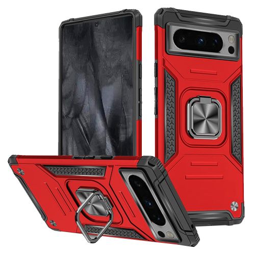 Google Pixel 8 Pro 5G Robust Magnetic Kickstand Hybrid Case Cover - Red