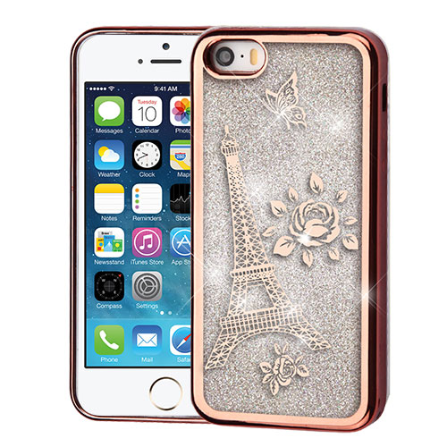 militie bereik Smederij Apple iPhone SE 2016 2017 2018 Case, Rose Gold Electroplating/Eiffel  Tower/Silver Quicksand Glitter Hybrid Case Cover :: CellPhoneCases.com