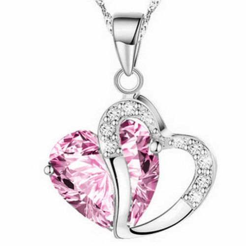 thumbnail 7 - Fashion Women Heart Crystal Rhinestone Silver Chain Pendant Necklace Charm