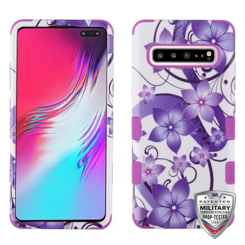 Samsung Galaxy S10 5G Case, Purple Hibiscus Electric Purple TUFF Hybrid Case [Military-Grade]
