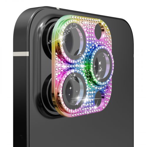 Apple iPhone 12 Pro - Diamond Bling Camera Lens Full Tempered Glass - Mixed Color