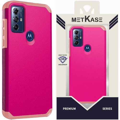 Motorola Moto G PLAY (2023) METKASE (Original Series) Tough Strong Shockproof Hybrid in Slide-Out Package - Hot Pink / Light Pink