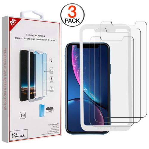 Apple iPhone XR Screen Protector, (3 Pack)Tempered Glass Screen Protector with Installation Frame