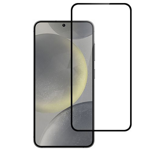 Samsung S24 FE Bulk White Paper Card Package Black edged Tempered Glass (Black)