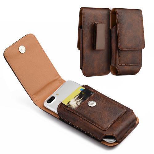 Luxmo Leather Belt Clip Pouch Holster Phone Holder Vertical Brown
