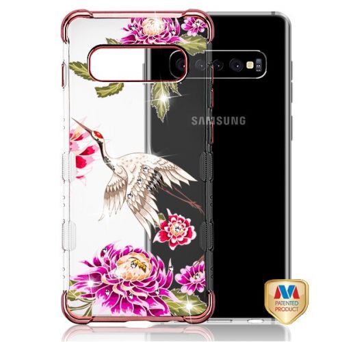 Samsung Galaxy S10 Case, Rose Gold Plating/Crane Diamante TUFF Klarity Lux TPU Case Cover