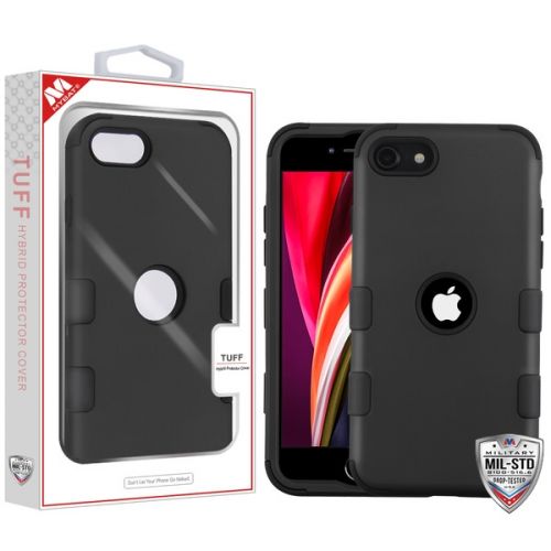 Apple iPhone SE 2022 Case, Rubberized Black TUFF Hybrid Case Cover [Military-Grade Certified]