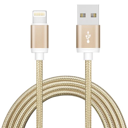 3FT Braided Rope Lightning Data Sync Cable Charger Cord - Gold