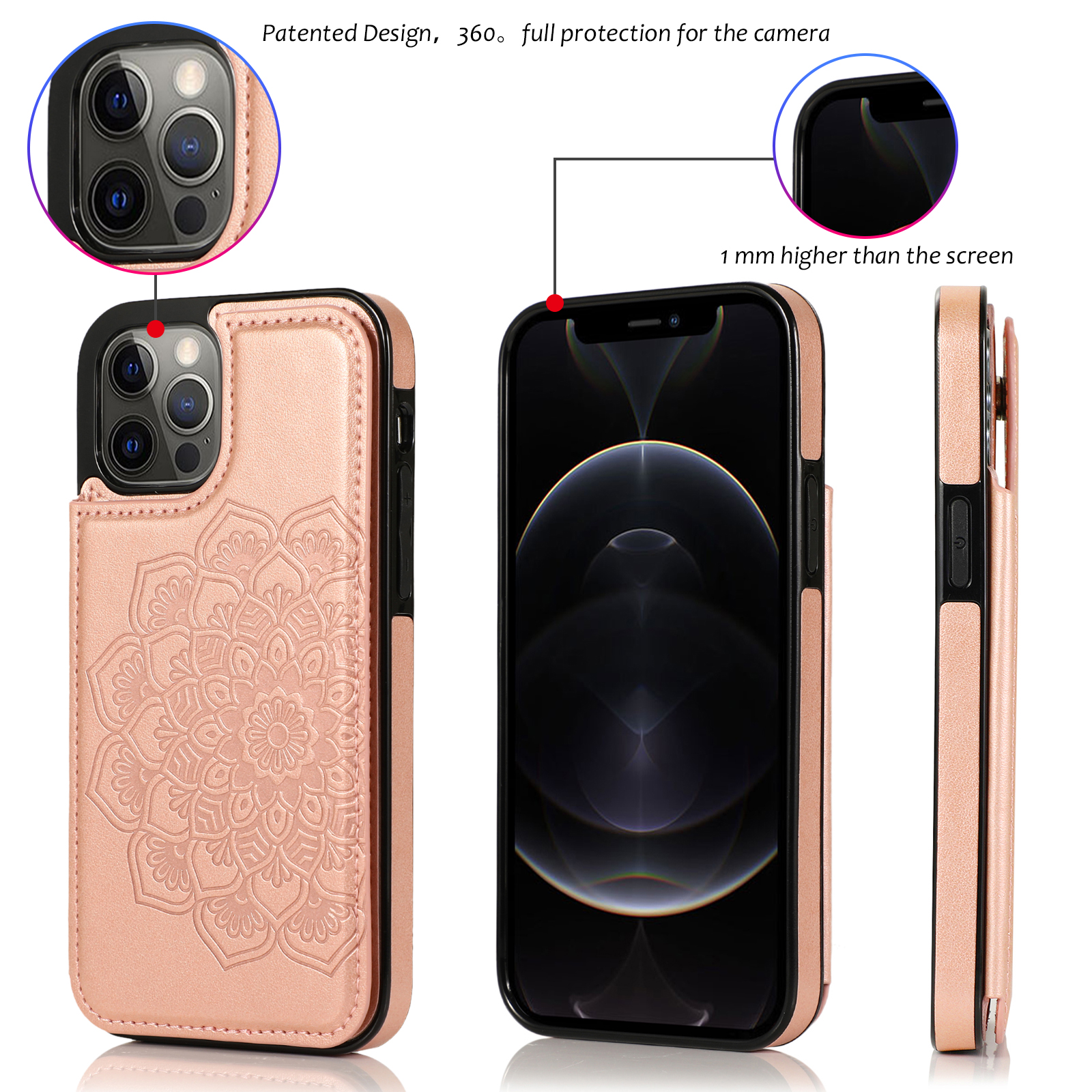 Luxury Side Magnetic Button Card ID Holder PU Leather Phone Wallet Case, Black for iPhone 11