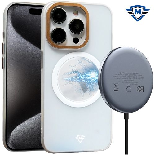 Apple iPhone 15 Pro Max METKASE Premium Chrome Edged Camera [Magnetic Circle] Shockproof Hybrid - Clear