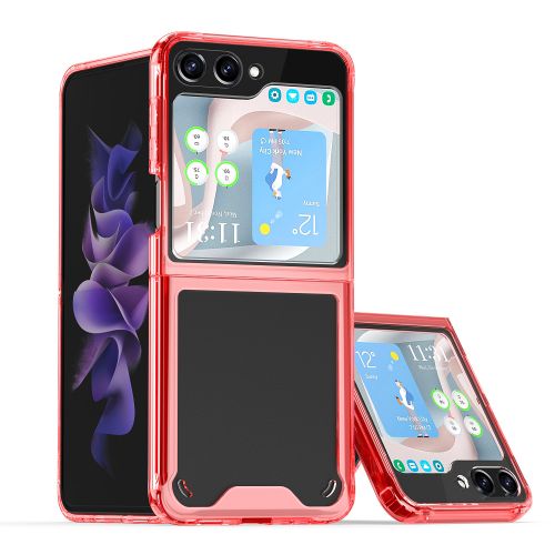 Samsung Galaxy Z Fold 5 Transparent Hybrid Shockproof Case Cover - Red