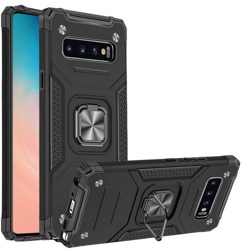 Samsung Galaxy s10 Robust Magnetic Kickstand Hybrid Case Cover - Black