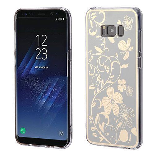 Samsung Galaxy S8 Case, Phoenixtail Flowers Electroplating (Silver)/Transparent Clear Case Cover