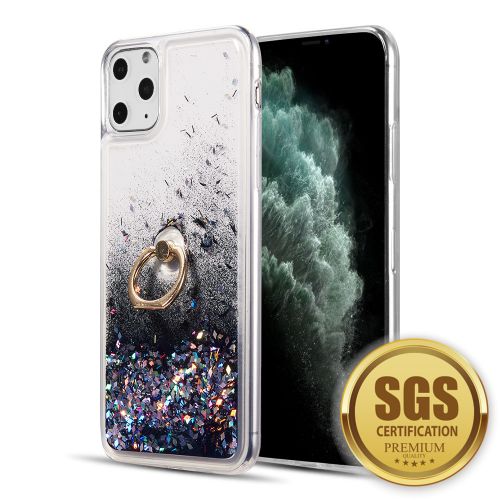 Apple iPhone 13 Pro 6.1 Case, Waterfall Ring Liquid Sparkling Quicksand Tpu Case Black