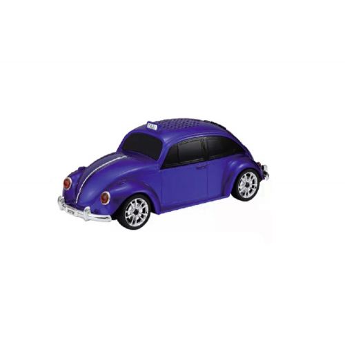 Universal Portable Wireless Crystal Beetle Car Shaped Bluetooth Speaker With Led Light, Extra Bass, Mic, Usb, Tws - Blue