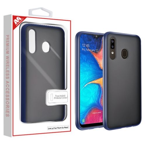Samsung Galaxy A50 Case, Semi Transparent Smoke Frosted/Rubberized Ink Blue Frost Hybrid Case Cover