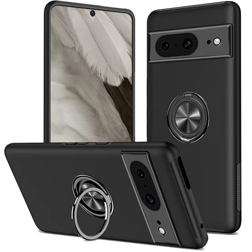Google Pixel 8 5G CHIEF Oil Painted Magnetic Ring Stand Hybrid Case Cover - Black