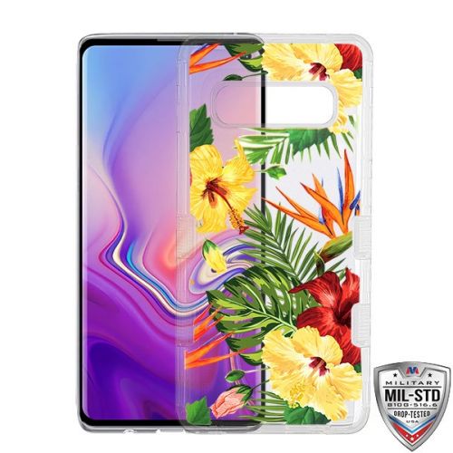 Samsung Galaxy S10 Case, Transparent Clear/Hibiscus TUFF Lucid Hybrid Case Cover [Military-Grade Certified]