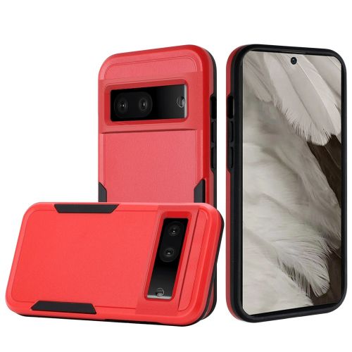 Google Pixel 7A Tough Strong Dual Layer Flat Hybrid Case Cover - Red