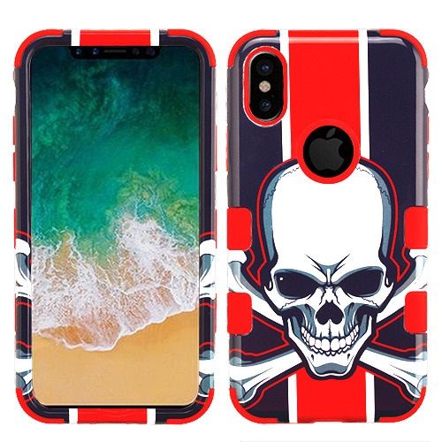 Apple iPhone X Case, UnionJackSkull/Red TUFF Hybrid Phone Case Cover [Military-Grade Certified]