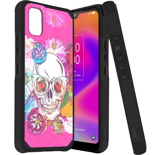 TCL ION Z Tough Strong MetKase Hybrid (Magnet Mount Friendly) Case Cover - Skull Floral