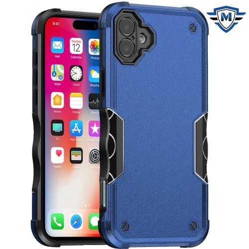 Apple iPhone 16 6.1 inch METKASE Exquisite Tough Shockproof Hybrid Case Cover in Slide-Out Package - Blue