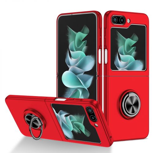 Samsung Galaxy Z Flip 5 Chief Premium Matte Magnetic Ring Stand Hybrid Case Cover - Red