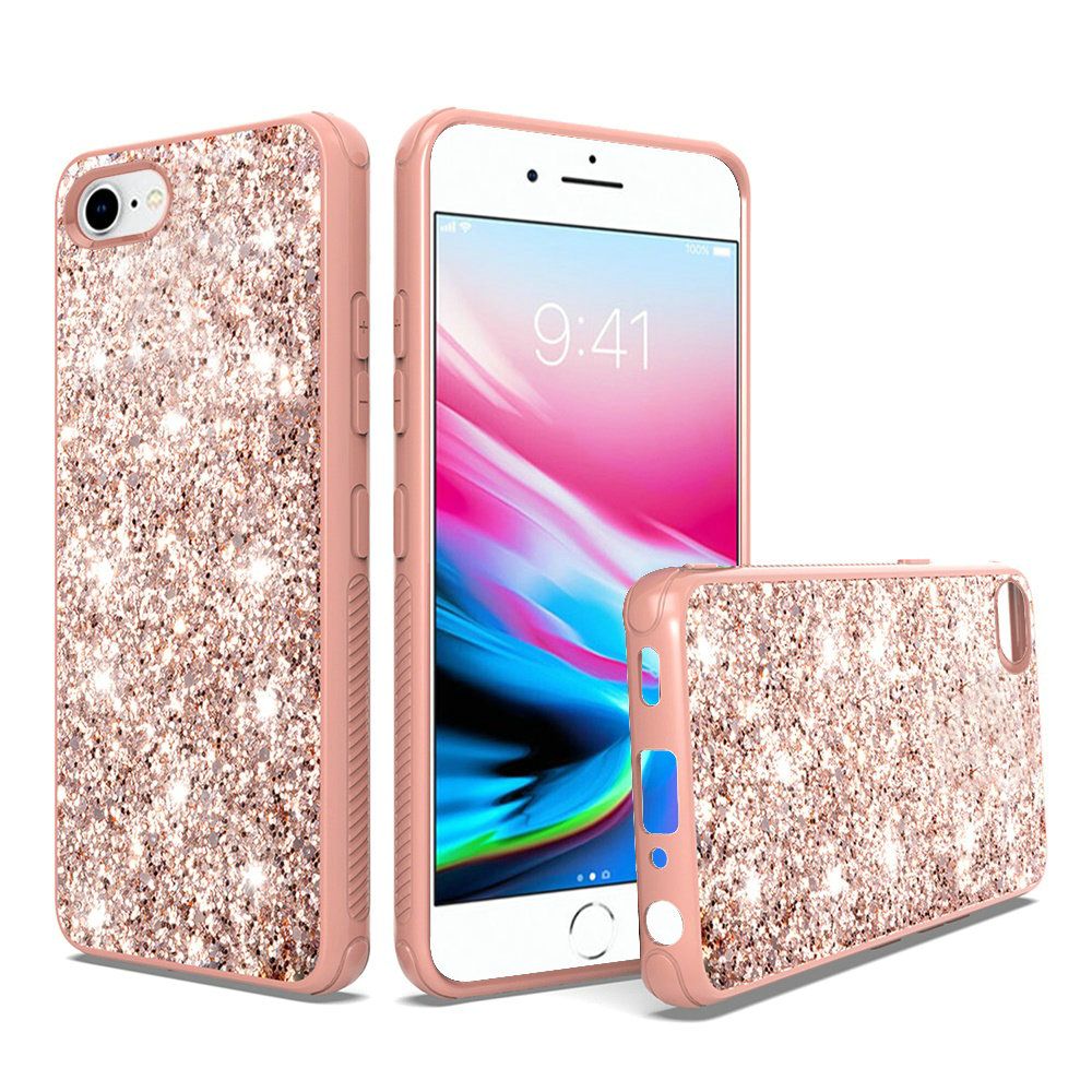 Case Metallic Chrome Finish Design Frozen Glitter Bling Hybrid Rose Gold For Apple Iphone 6s Cellphonecases Com