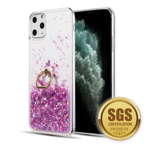 Apple iPhone 13 Pro 6.1 Case, Waterfall Ring Liquid Sparkling Quicksand Tpu Case Pink / Purple