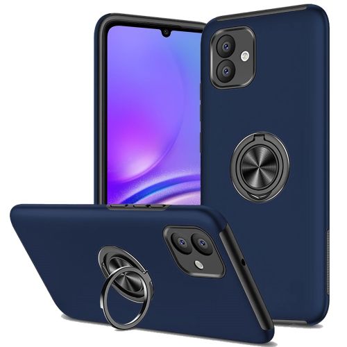 Samsung A05 CHIEF Oil Painted Magnetic Ring Stand Hybrid Case Cover - Dark Blue