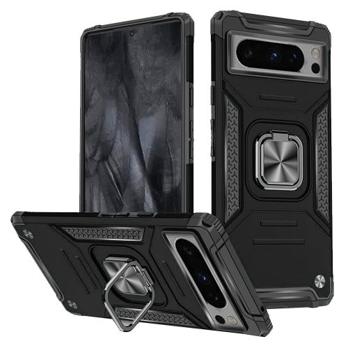 Google Pixel 8 Pro 5G Robust Magnetic Kickstand Hybrid Case Cover - Black
