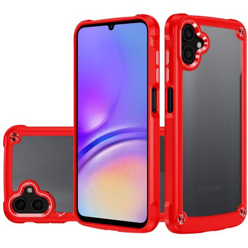 Samsung A05 Ultimate CaseX Transparent Hybrid Case with Metal Buttons And Camera Edges - Red