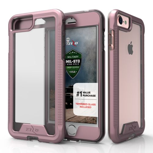 Apple iPhone 7 Case, ION Hybrid Case Cover Tempered Glass Screen Protector Rose Gold/Clear