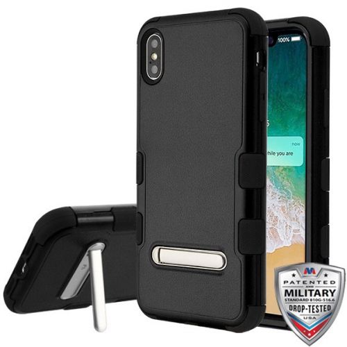 Apple iPhone XS Max Case, Natural Black/Black TUFF Hybrid Case Cover (with Magnetic Metal Stand)[Military-Grade Certified]