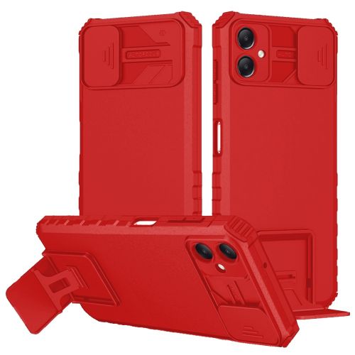 Samsung A05 Easy Viewing Kickstand Camera Protection Hybrid Case Cover - Red