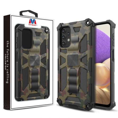 Samsung Galaxy A32 5G Case, MyBat Sturdy Hybrid Case Cover (with Stand) Green Camouflage / Black