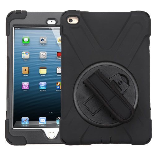 Apple iPad Mini 2019 Case, Black Rotatable Stand Case Cover With Wristband