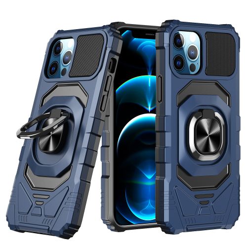 Apple iPhone 7 Plus Robotic Hybrid with Magnetic Ring Stand Case Cover - Dark Blue