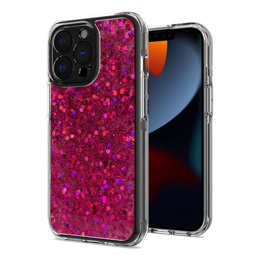 Apple iPhone 13 6.1 - Mesmerize Full Epoxy Glitter Sparkle Hybrid Case Cover - Pink