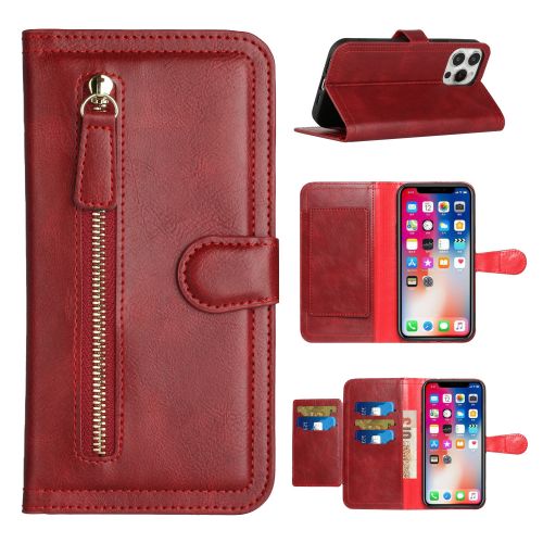 Samsung Galaxy S23 Plus Premium Wallet MultiCard Holder Money Zipper With Magnetic Flap - Red