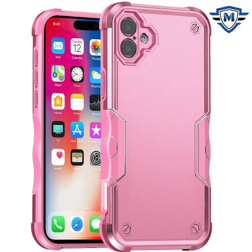 Apple iPhone 16 6.1 inch METKASE Exquisite Tough Shockproof Hybrid Case Cover in Slide-Out Package - Pink