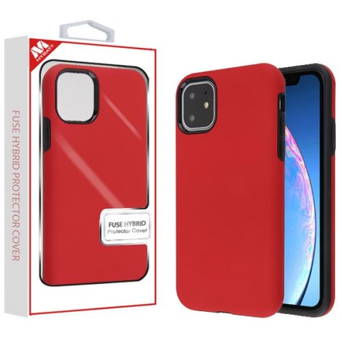 Apple iPhone 11 Case, Rubberized Red/Black Fuse Hybrid Case Cover