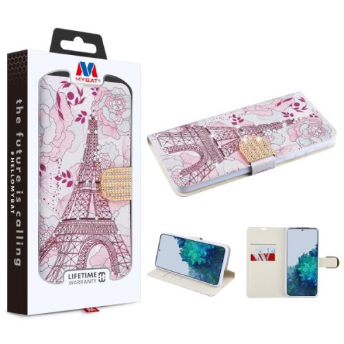 Samsung Galaxy S21 Plus Wallet, MyBat MyJacket Wallet Diamond Series Eiffel Tower