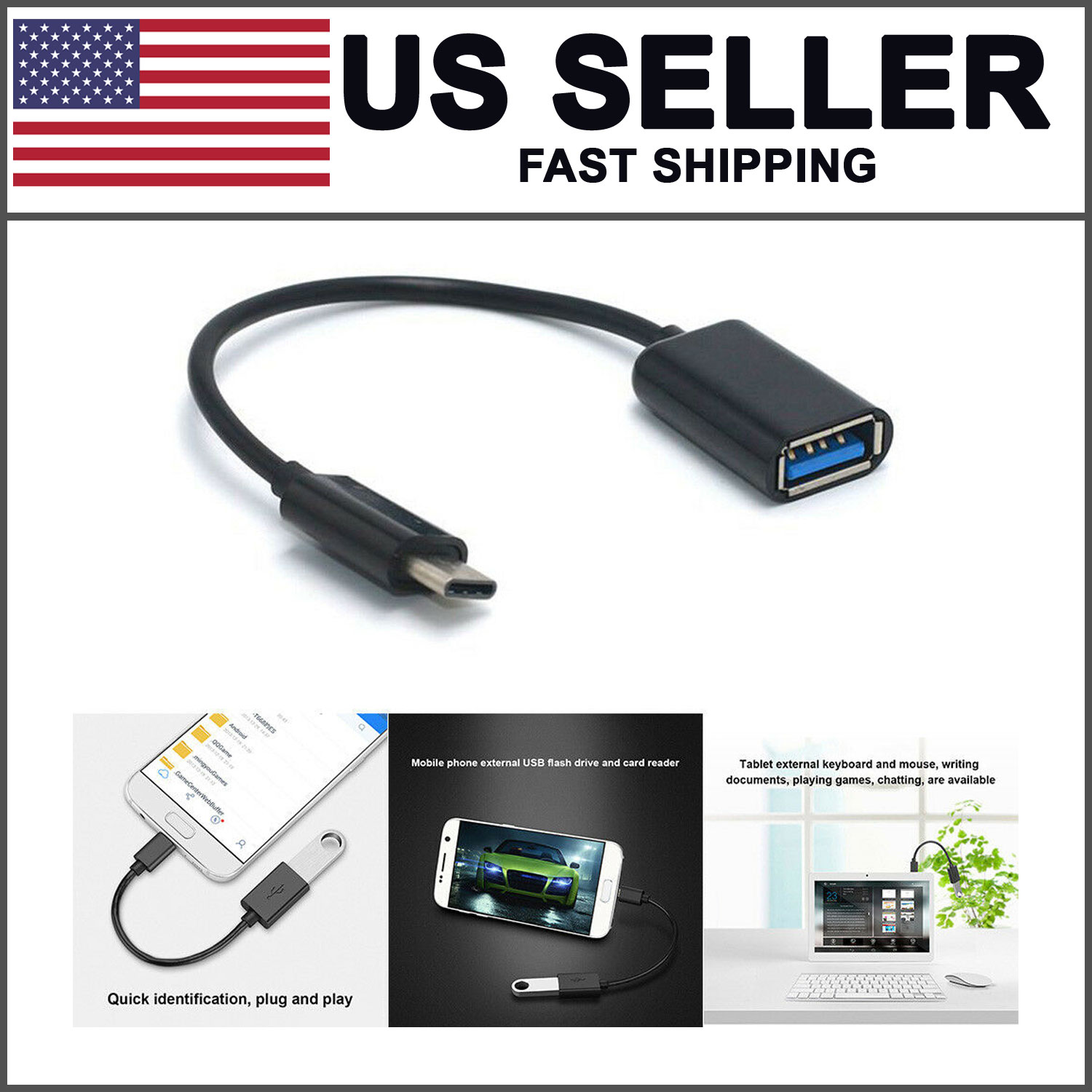 USB-C 3.1 Type C Male to USB 3.0 Type A Female OTG Adapter Converter Cable Cord