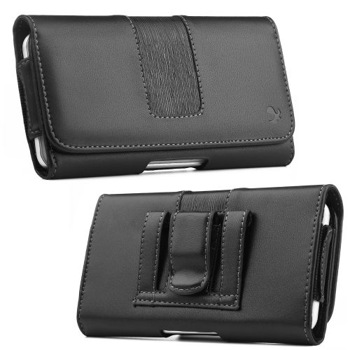 Luxmo Leather Belt Clip Pouch Holster Phone Holder Horizontal #14 Black