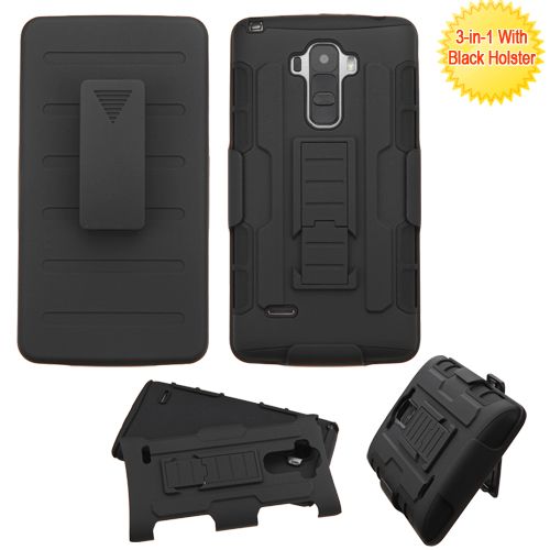 LG G Stylo LS770 / G4 Stylus Case, Black/Black Advanced Armor Stand Case Cover Holster
