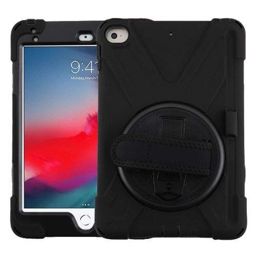 Apple iPad Mini 2019 Case, Black Rotatable Stand Case Cover (with Wristband)