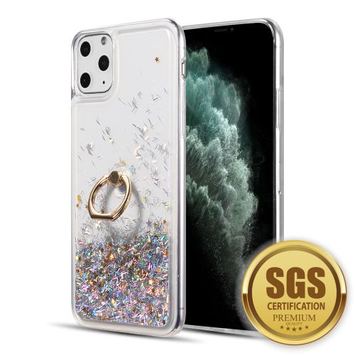 Apple iPhone 13 Pro 6.1 Case, Waterfall Ring Liquid Sparkling Quicksand Tpu Case Silver