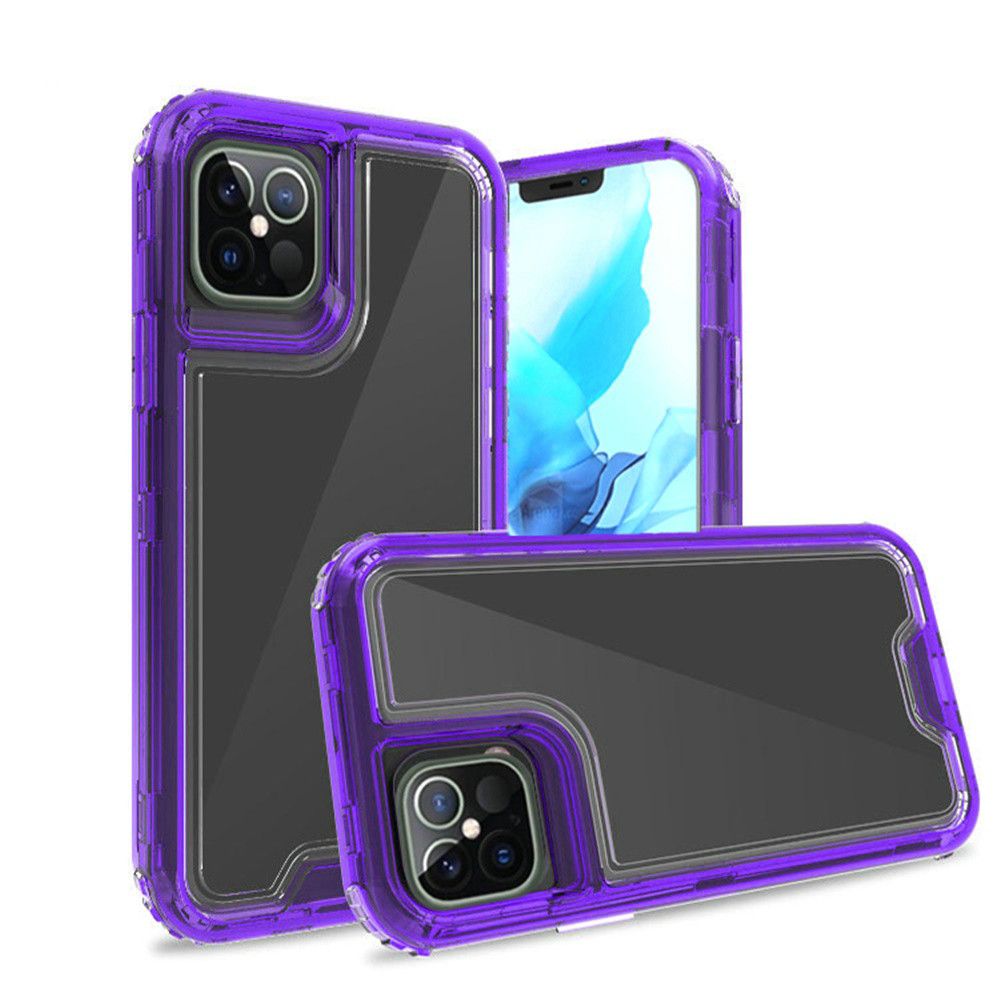 Apple Iphone 12 Pro Max 6 7 Case 3in1 High Quality Transparent Snap On Hybrid Case Clear Dark Purple Cellphonecases Com